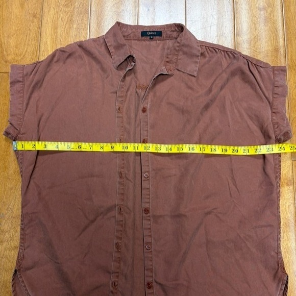 Quince Vintage Wash Tencel Camp Shirt Terracotta Size M Preppy Minimalist Boxy - Picture 4 of 7